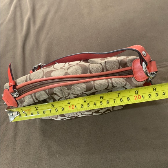 Small Brown with Red Orange Leather Lining Coach Signature Tote Bag EUC - Picture 3 of 6